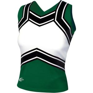 imagechass Girls Blaze Shell Top  Youth Sized Cheerleading Uniform ShirtDk GreenWhiteBlack