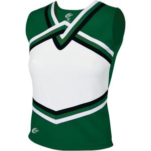 imagechass Girls Sport Legacy Shell Top  Adult Sized Cheerleading Uniform ShirtDk GreenWhiteBlack