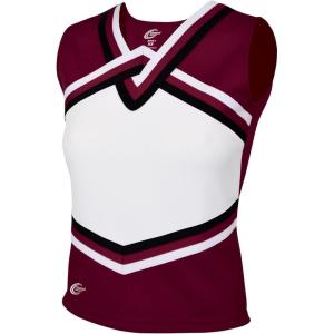imagechass Girls Sport Legacy Shell Top  Adult Sized Cheerleading Uniform ShirtMaroonWhiteBlack