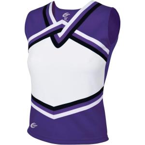 imagechass Girls Sport Legacy Shell Top  Adult Sized Cheerleading Uniform ShirtPurpleWhiteBlack