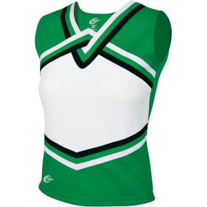 imagechass Girls Sport Legacy Shell Top  Youth Sized Cheerleading Uniform ShirtKellyWhiteBlack