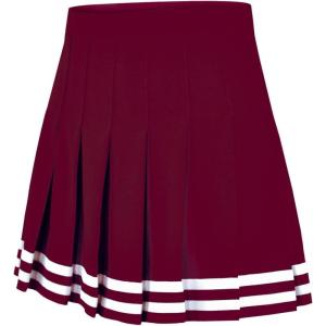 imagechass DoubleKnit KnifePleat Cheerleading Skirt  Cheer Uniform SkirtMaroon  Adult Sizes