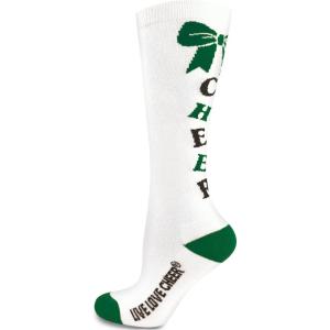 imagechass Womens KneeHigh Bow SockWhiteDk GreenBlack
