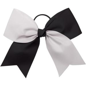 imagechass Girls Jumbo 2Color Hair Bow with Attached Elastic Ponytail HolderBlackWhite