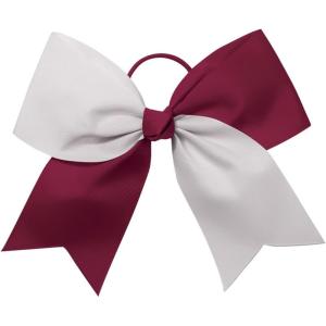 imagechass Girls Jumbo 2Color Hair Bow with Attached Elastic Ponytail HolderMaroonWhite