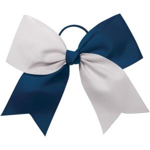 imagechass Girls Jumbo 2Color Hair Bow with Attached Elastic Ponytail HolderNavyWhite