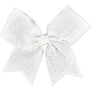 imagechass Sequin Performance Hair BowSEQ WHT