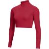 imagechass Girls Long Sleeve Cropped Bodysuit Mock Neck Cheerleading ShirtRed  Adult Sizes