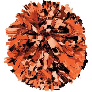 imagechass Metallic Cheerleading Poms  Shiny Metallic Cheer Pom with Baton Handle for Dance Sports Celebrations Single Pom or PairMetallic Orange