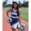 imagechass Cheerleading Uniform Skirt for Girls  Blaze Boost Fitted Asymmetrical Pleat Cheerleader OutfitNavyWhiteMetallic Silver  Youth Size