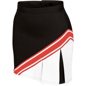 imagechass Cheerleading Uniform Skirt for Girls  Blaze Boost Fitted Asymmetrical Pleat Cheerleader OutfitBlackWhiteOrange  Adult Size