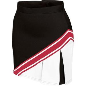 imagechass Cheerleading Uniform Skirt for Girls  Blaze Boost Fitted Asymmetrical Pleat Cheerleader OutfitBlackWhiteRed  Adult Size