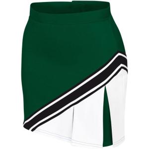 imagechass Cheerleading Uniform Skirt for Girls  Blaze Boost Fitted Asymmetrical Pleat Cheerleader OutfitDark GreenWhiteBlack  Adult Size