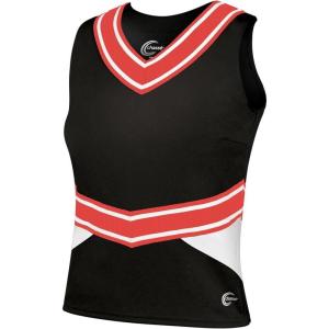 imagechass Cheerleading Uniform Top for Girls  Blaze Boost Fitted VNeck Shell TopBlackWhiteOrange  Adult Size