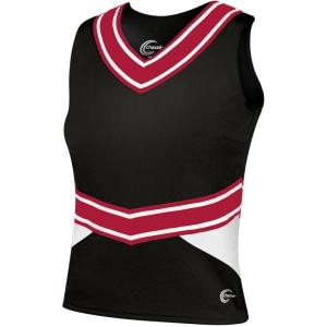 imagechass Cheerleading Uniform Top for Girls  Blaze Boost Fitted VNeck Shell TopBlackWhiteRed  Adult Size