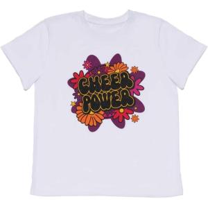 imagechass Cheer Graphic TShirt for Cheerleaders  Vintage Inspired Top with Cheerleading Screen PrintWhite  Child