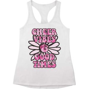 imagechass Cheer Graphic Tank Top for Cheerleaders  Vintage Inspired Summer Top with Cheerleading Screen PrintWhite  Adult