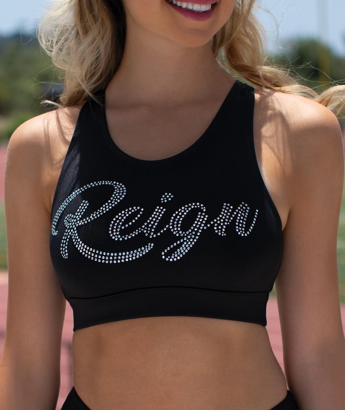 imageGK All Star Cheer Athletic Sports Bra for Girls  Supportive Crossback Bra Top with KeyholeBlack  Child