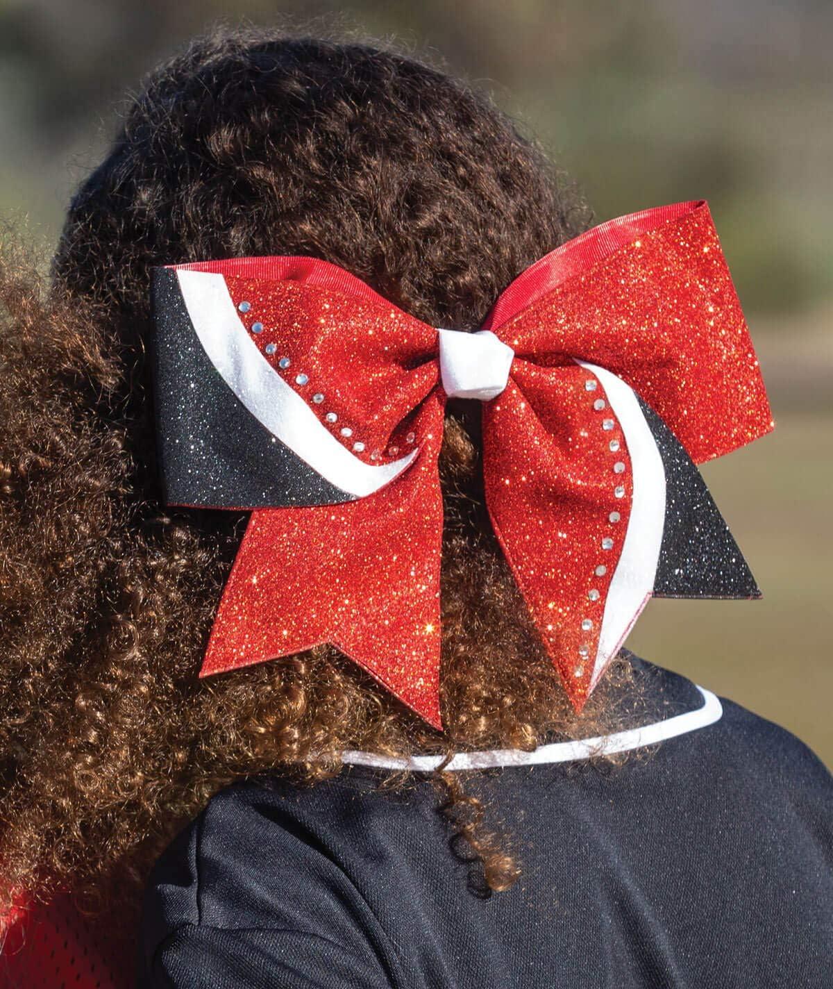 imagechass Rhinestone Swish Performance Hair BowGlitterBlack