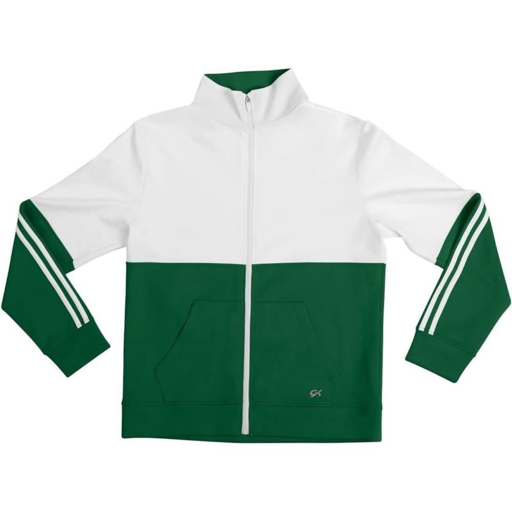 imageGK Basic Athletic Color Block Jacket for Women or MenDark GreenWhite