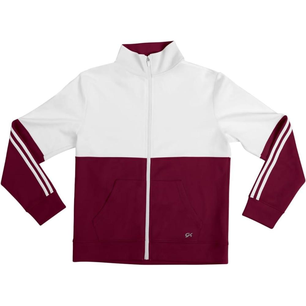 imageGK Basic Athletic Color Block Jacket for Women or MenMaroonWhite