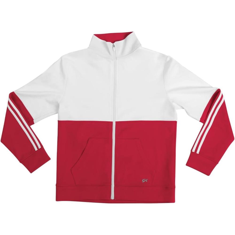 imageGK Basic Athletic Color Block Jacket for Women or MenRedWhite