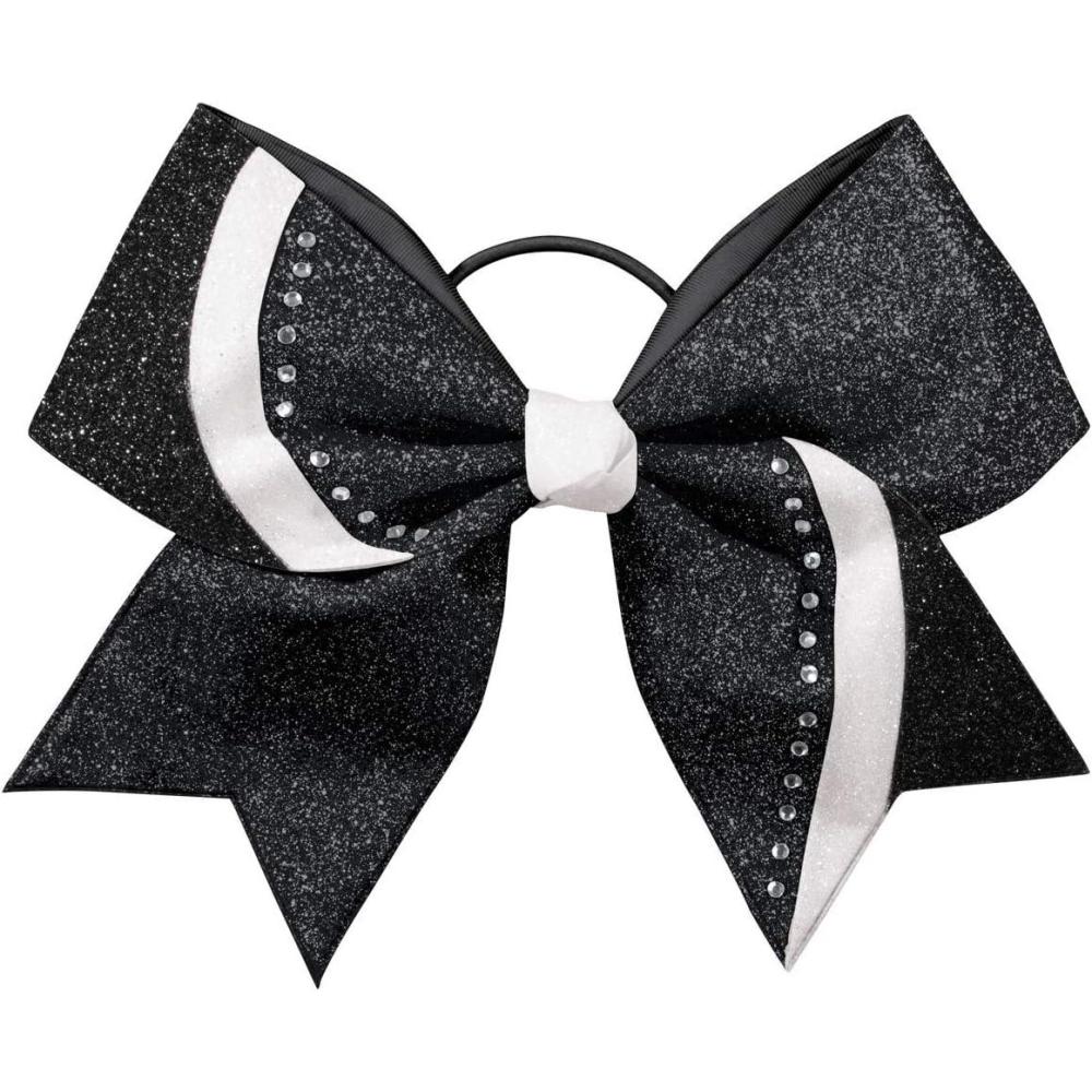 imagechass Rhinestone Swish Performance Hair BowGlitterBlack