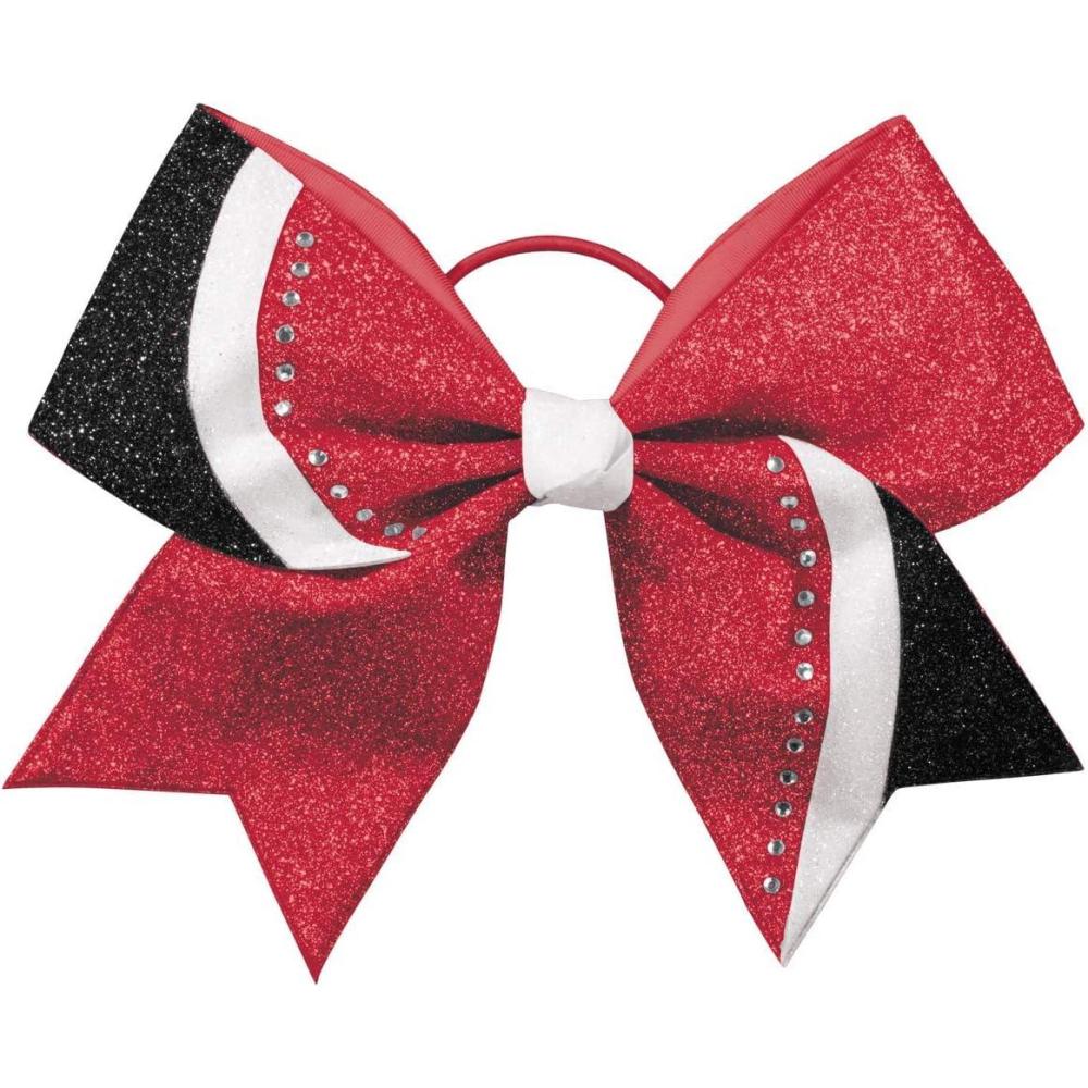 imagechass Rhinestone Swish Performance Hair BowGlitterRed