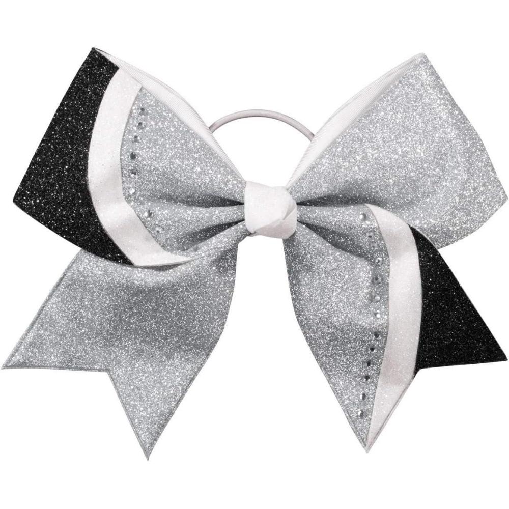 imagechass Rhinestone Swish Performance Hair BowGlitterSilver
