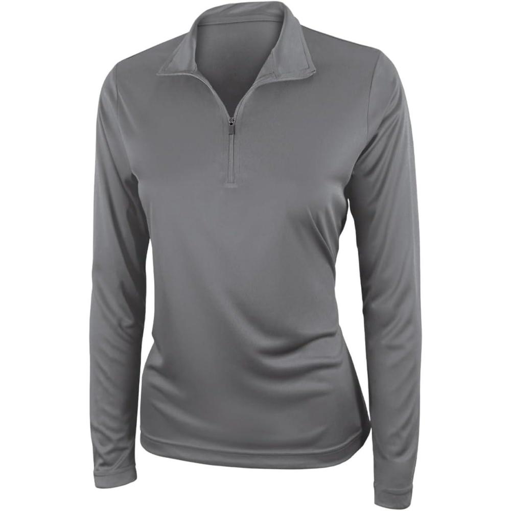 imagechass Womens HighPerformance QuarterZip Top  MoistureWicking and UV Protected Long Sleeve Warmup JacketGraphite