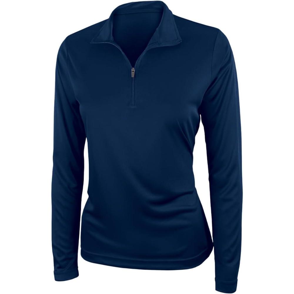 imagechass Womens HighPerformance QuarterZip Top  MoistureWicking and UV Protected Long Sleeve Warmup JacketNavy