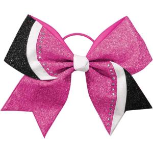 imagechass Rhinestone Swish Performance Hair BowGlitterFuchsia