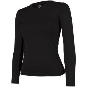 imageIon Cheer Fitted VNeck Long Sleeve Practice Top  Soft and Stretchy Practice Cheerleading ShirtBlack  Adult Size