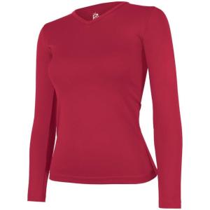 imageIon Cheer Fitted VNeck Long Sleeve Practice Top  Soft and Stretchy Practice Cheerleading ShirtRed  Adult Size