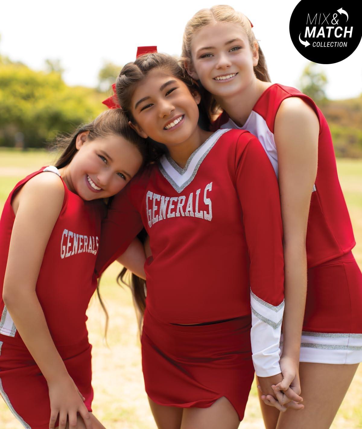 imageIon Cheerleading Uniform Skirt for Girls  Cheer Bottoms with Elastic Waistband and VNotch HemBlack  Adult Size