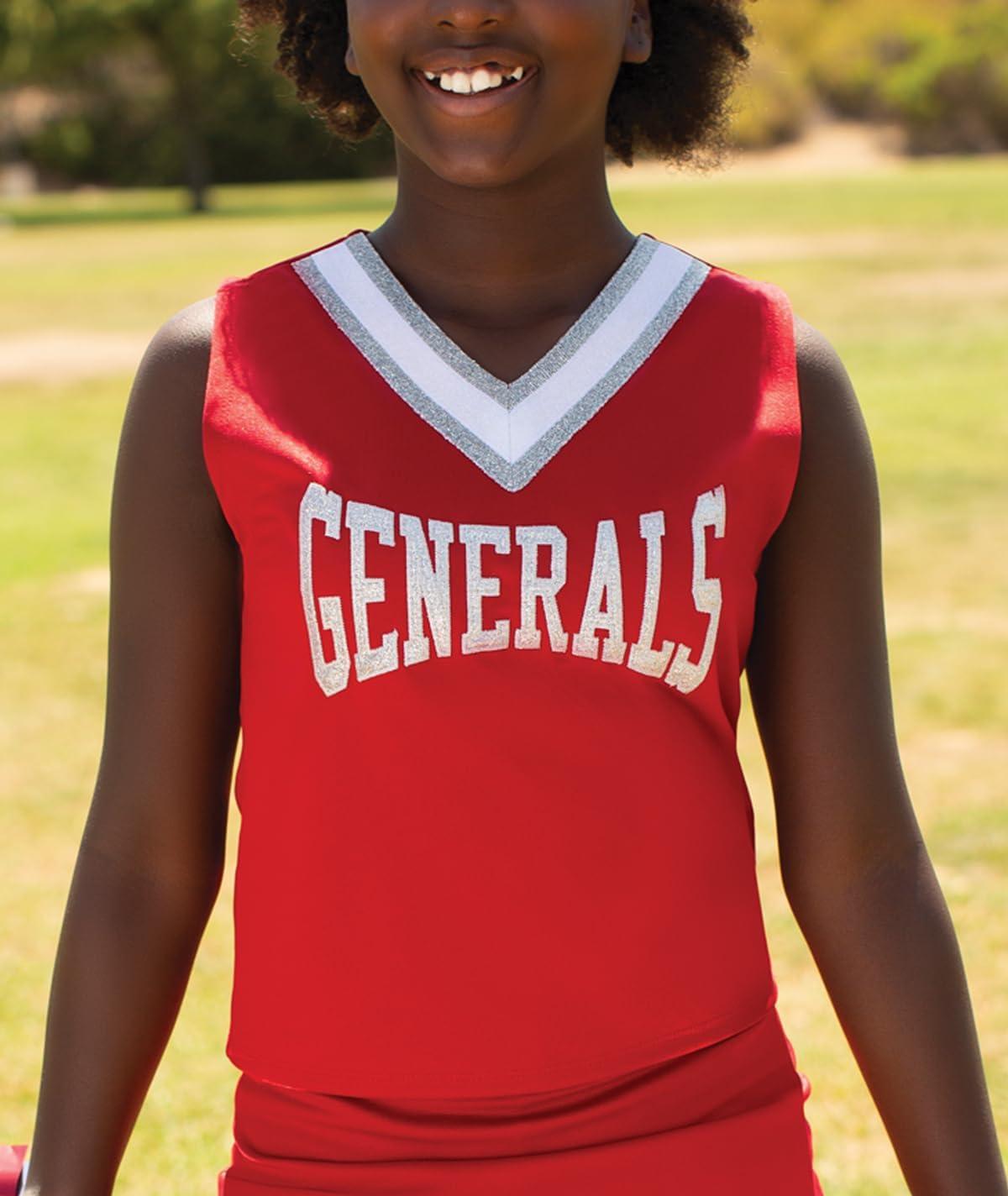 imageIon Cheerleading Uniform Top for Girls  VNeck Tank Cheer Shell TopRed  Child