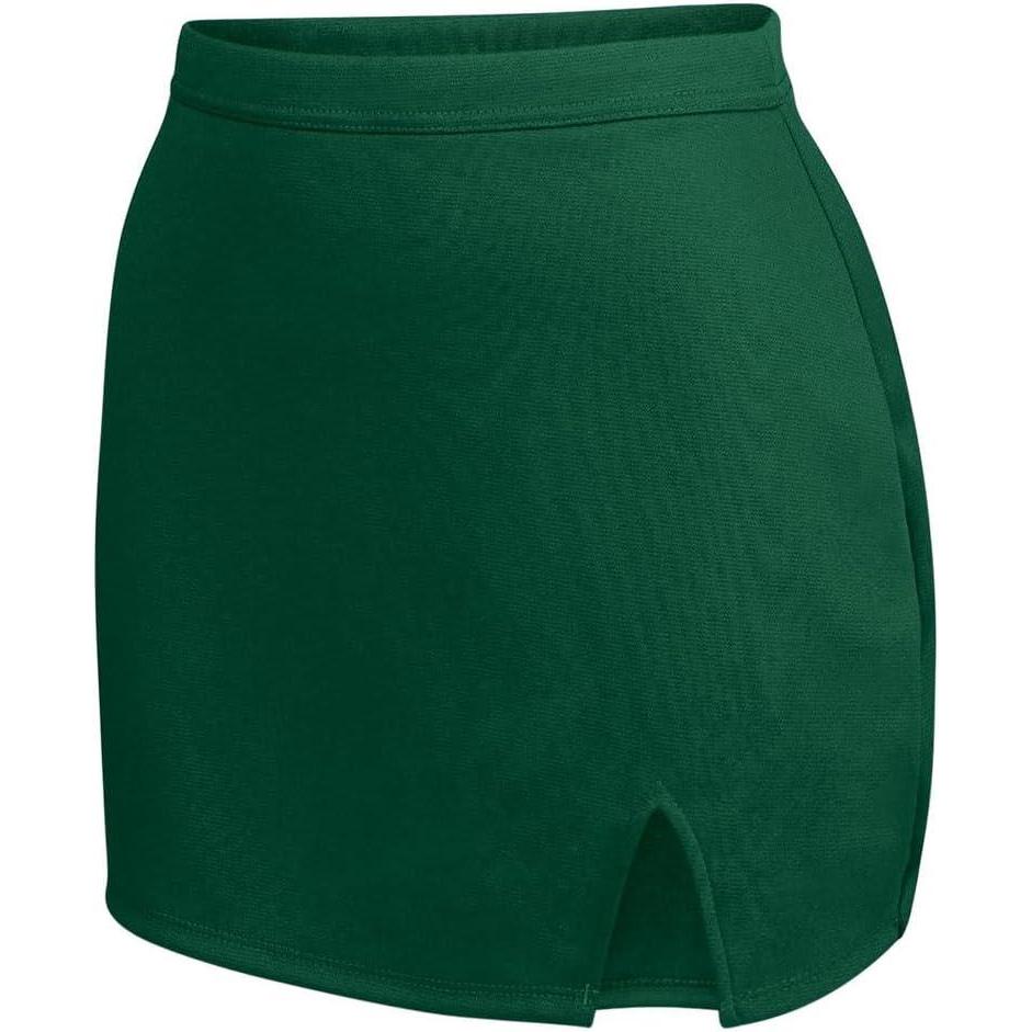 imageIon Cheerleading Uniform Skirt for Girls  Cheer Bottoms with Elastic Waistband and VNotch HemDark Green  Youth Size