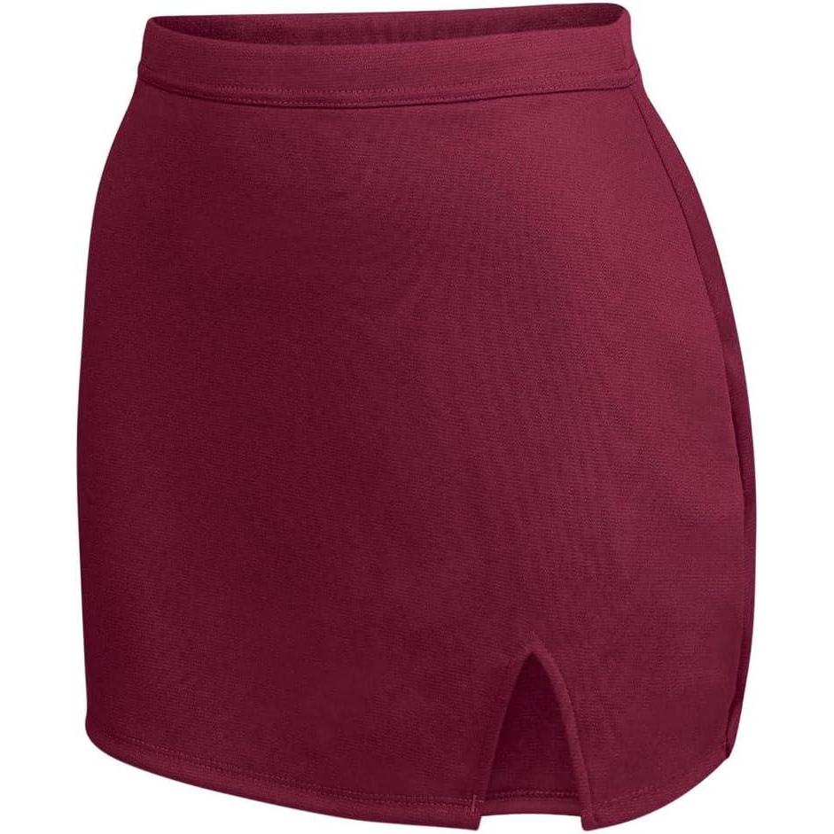 imageIon Cheerleading Uniform Skirt for Girls  Cheer Bottoms with Elastic Waistband and VNotch HemMaroon  Adult Size