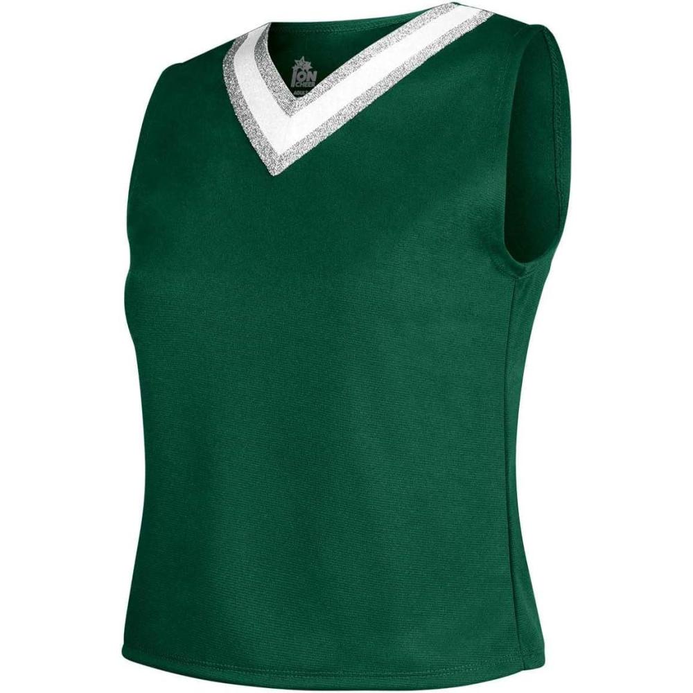 imageIon Cheerleading Uniform Top for Girls  VNeck Tank Cheer Shell TopDark Green  Adult