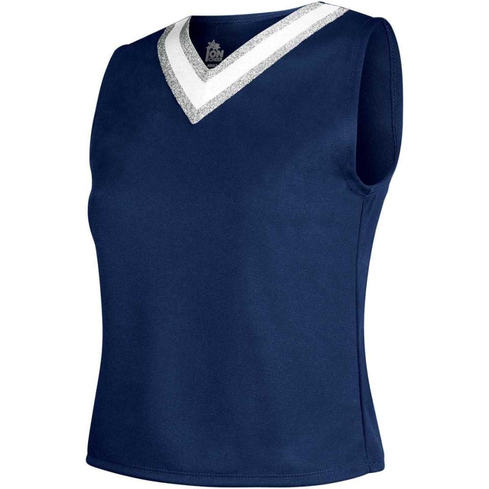 imageIon Cheerleading Uniform Top for Girls  VNeck Tank Cheer Shell TopNavy  Adult