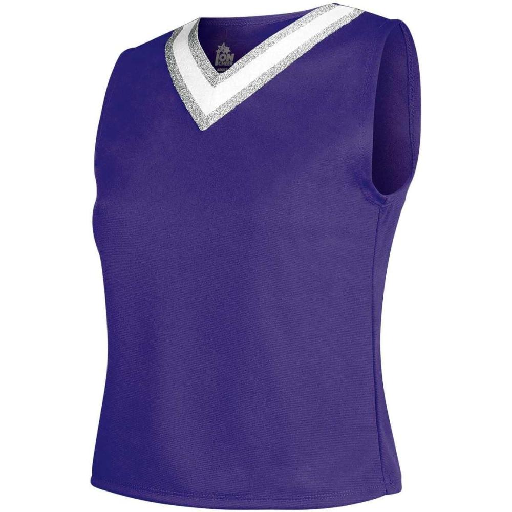 imageIon Cheerleading Uniform Top for Girls  VNeck Tank Cheer Shell TopPurple  Adult