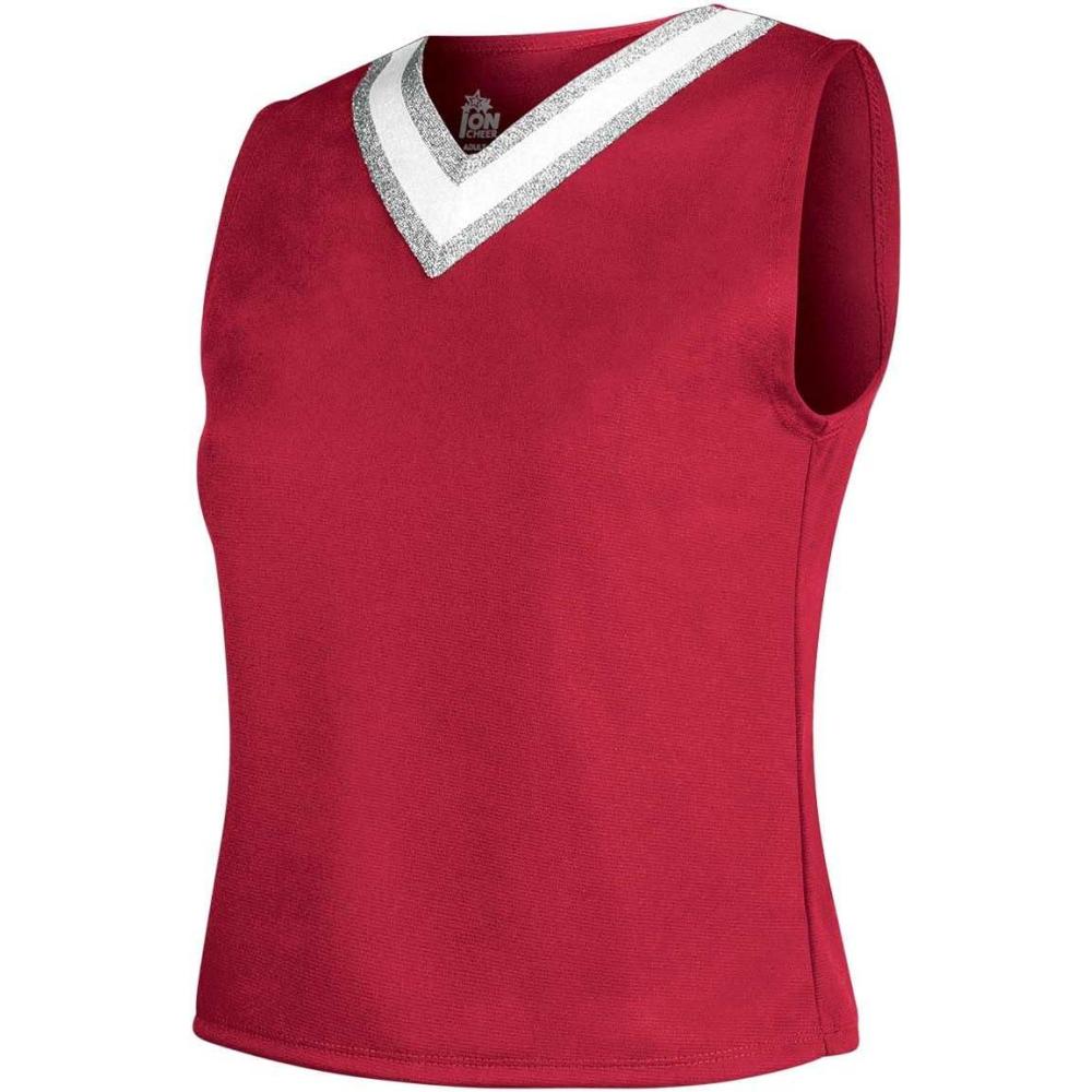 imageIon Cheerleading Uniform Top for Girls  VNeck Tank Cheer Shell TopRed  Adult