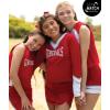 imageIon Cheerleading Uniform Skirt for Girls  Cheer Bottoms with Elastic Waistband and VNotch HemBlack  Child