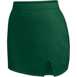 imageIon Cheerleading Uniform Skirt for Girls  Cheer Bottoms with Elastic Waistband and VNotch HemDark Green  Youth Size