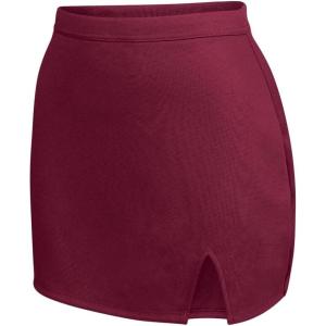 imageIon Cheerleading Uniform Skirt for Girls  Cheer Bottoms with Elastic Waistband and VNotch HemMaroon  Adult Size