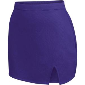 imageIon Cheerleading Uniform Skirt for Girls  Cheer Bottoms with Elastic Waistband and VNotch HemPurple  Youth Size