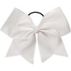 imagechass Cheerleading Jumbo Hair Bow  7quot Hair Ribbon Accessory for Cheerleaders with Attached Hair TieWhite
