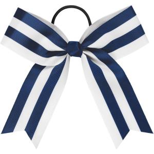 imagechass Cheerleading Hair Bows  6quot Striped Hair Ribbon Accessory for Cheerleaders with Attached Hair TieTrue Royal