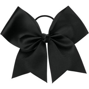 imagechass Cheerleading Jumbo Hair Bow  7quot Hair Ribbon Accessory for Cheerleaders with Attached Hair TieBlack