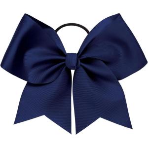 imagechass Cheerleading Jumbo Hair Bow  7quot Hair Ribbon Accessory for Cheerleaders with Attached Hair TieNavy